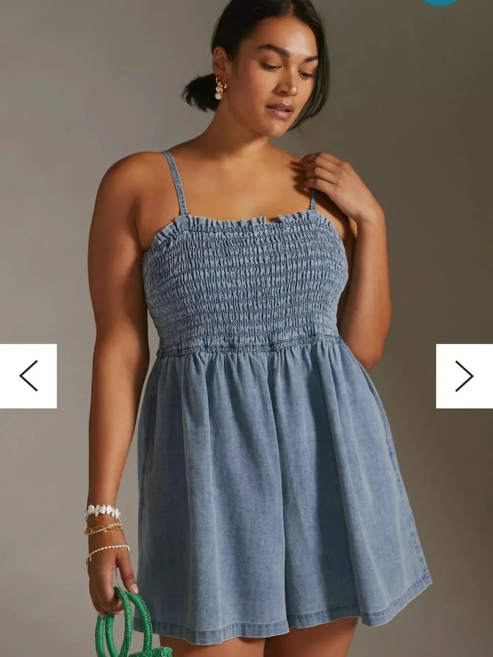 Pilcro Anthropologie Smocked Linen Romper
